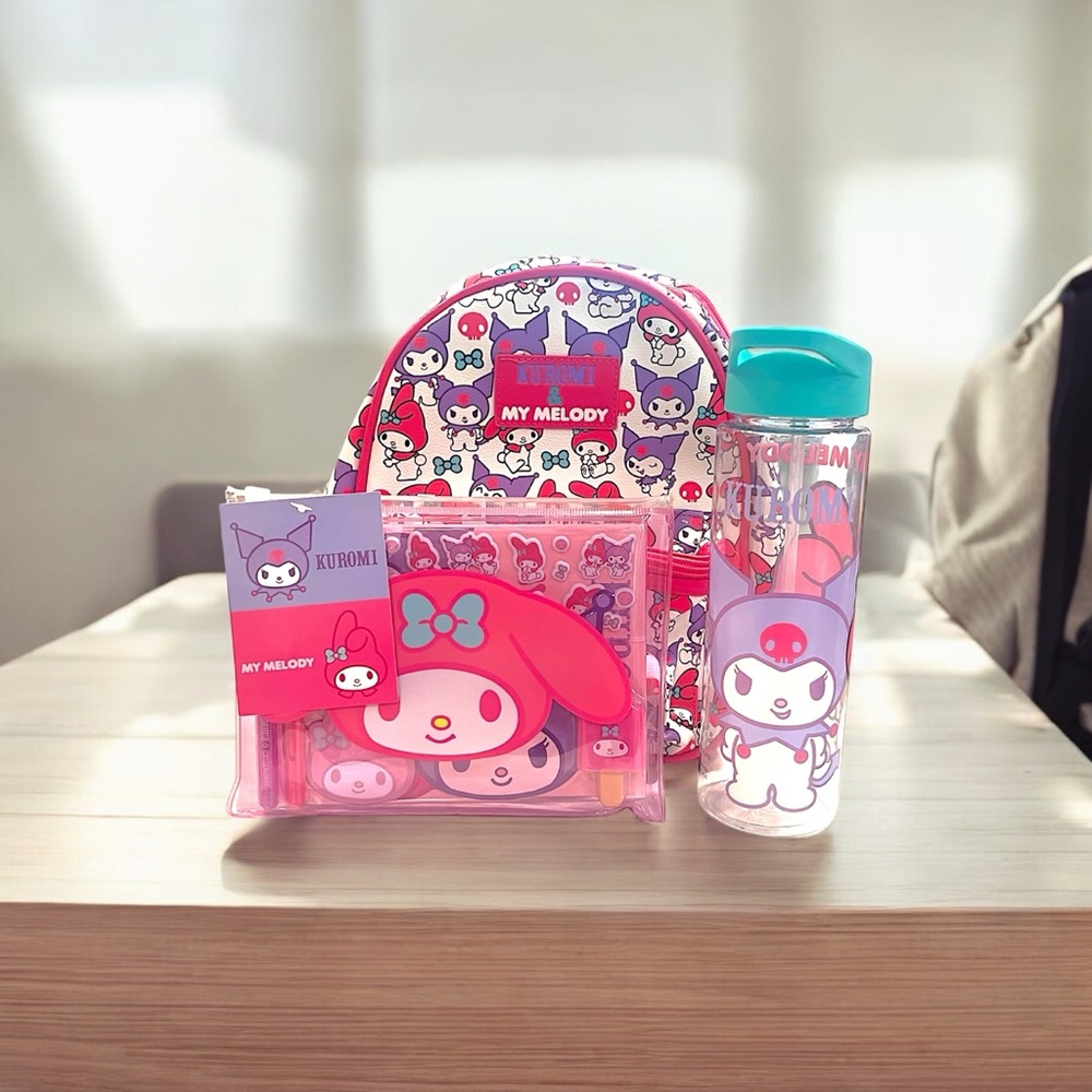 Hello Kitty Kuromi & My Melody Backpack Set - Pink and Purple